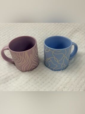 WK Creative  Purple and Blue Geometric Mugs - Set of 2